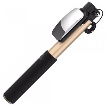 Gậy selfie Rock Stick With Lightning Wire Control & Mirror (Vàng)